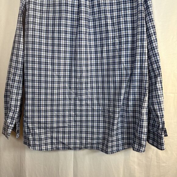 Jos A Bank Traveler Blue Plaid Button Down Dress Shirt Size XXL Preowned - Picture 16 of 16